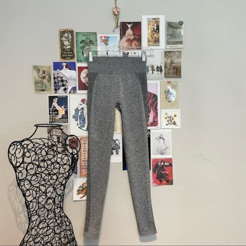 GYMSHARK FLEX HIGH RISE WAIST COLORBLOCK SEAMLESS FULL LENGTH LEGGINGS PINK GREY